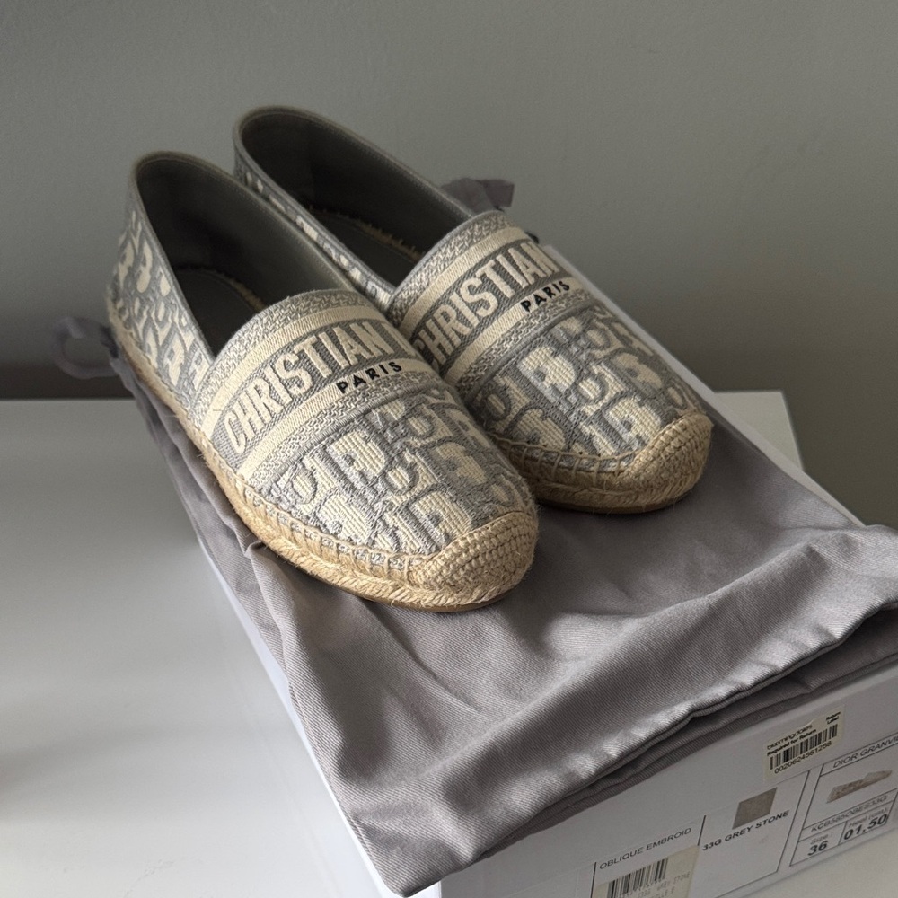 Christian Dior Beige and Gray Espadrilles
